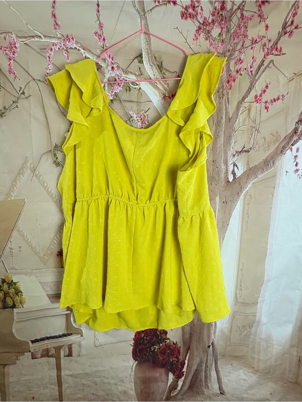 NEW Lane Bryant Lime Ruffle-Sleeve Peplum Top - Picture 6 of 9